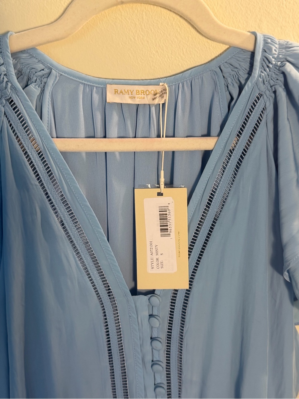 Ramy Brook Light Blue Ruffle V-Neck Mini Dress - Picture 2 of 5